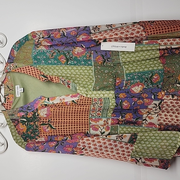 Chloe + rene XL patchwork flower pattern lined beautiful dress. Boho. Hippie. - Picture 4 of 8